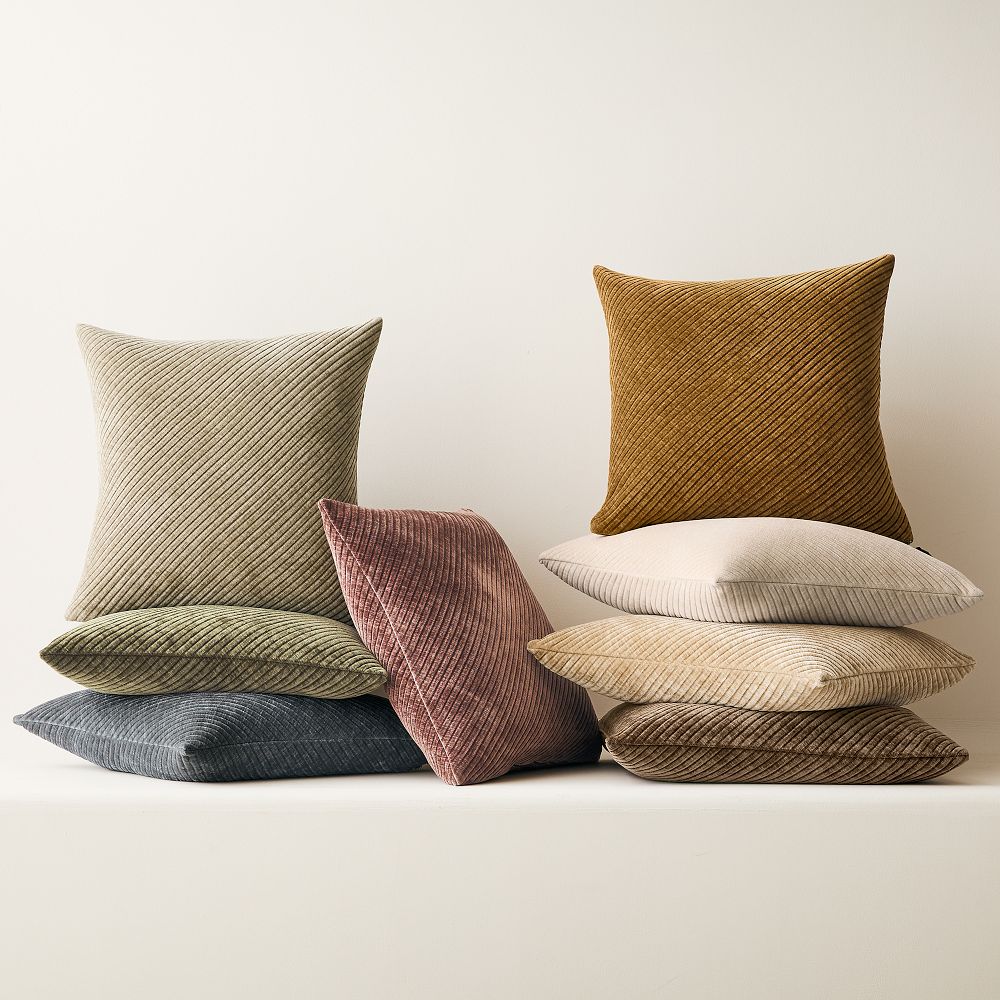 Corded Bias Velvet Pillow Cover by West Elm
