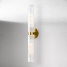 Open Box: Weston Fluted Double Long Indoor/Outdoor Sconce (29") - Antique Brass, Milk