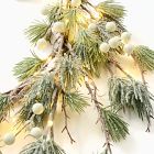 Pre-Lit Faux Pine &amp; Frosted White Berry Garland