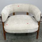 Open Box: Craig Expressed Wood Chair - Performance Distressed Velvet Sand, Cool Walnut