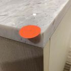 Open Box: Delphine Marble Top Cabinet (31") - Feather Gray, Light Brushed Bronze