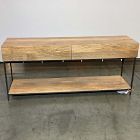 Open Box: Industrial Solid Wood Storage Console (54"W x 24"H) - Raw Mango, Blackened Steel