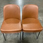 Open Box: Jack Vegan Leather Metal Frame Dining Chair, Set of 2 - Saddle, Dark Bronze