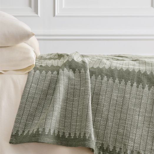 Bold Stripe Blanket, 100% Cotton Red | West Elm