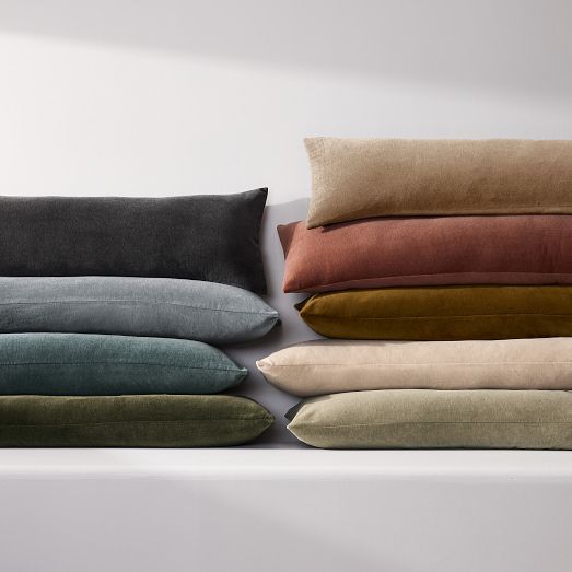 Classic Cotton Velvet Oversized Lumbar Pillow Cover by West Elm