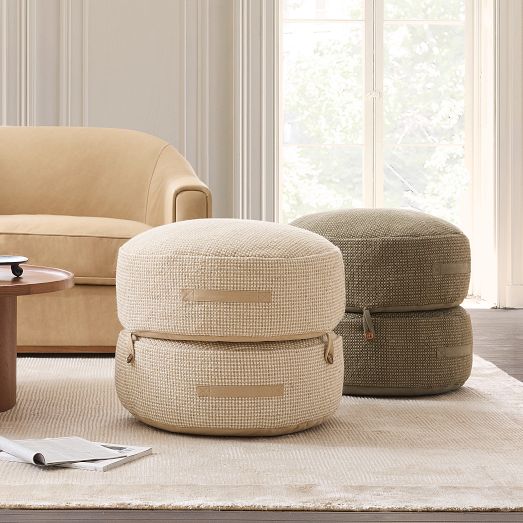 Modern Round Stacked Pouf by West Elm