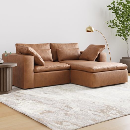 Harmony Modular Leather Small 2-Piece Chaise Sectional (86") by West Elm