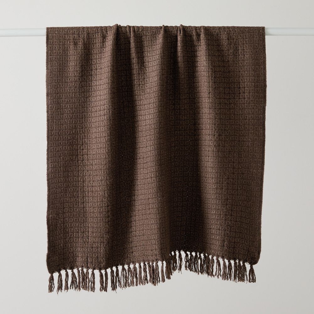 Cozy Textured Mini Basketweave Throw - 50x60, Chocolate