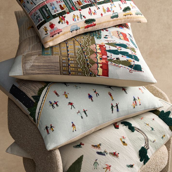 Nicole Cicak Holiday Market Tree Pillow Cover | West Elm