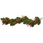 Faux Magnolia &amp; Berry Pine Garland (5')