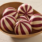 Striped Thread Ball Ornaments (Set of 6) - Red