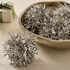 Vintage Silver Tinsel Ball Ornaments (Set of 4)