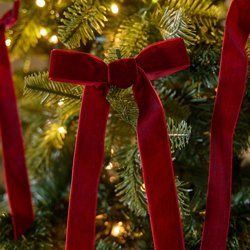 Velvet Bow Clip-On Ornaments (Set of 6) - Burgundy, Set of 6