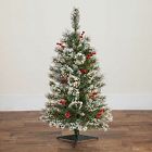Faux Frosted Swiss Pine Tree w/ Berries (3')
