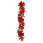 Faux Velvet Poinsettia Garland (Set of 2)