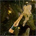 Glass Champagne Bottle Popping Ornament