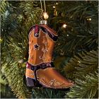 Glass Western Boot Ornament