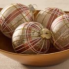Plaid Glass Ball Ornaments (Set of 4) - Red