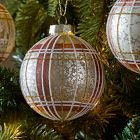 Plaid Glass Ball Ornaments (Set of 4) - Red