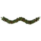 Pre-Lit Faux Layered Pine Garland (9')