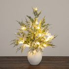 Pre-Lit Faux Snowy Cypress Tree (18")