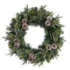 Pre-Lit Faux Snowy Pinecone Wreath (24")