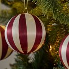 Striped Thread Ball Ornaments (Set of 6) - Red