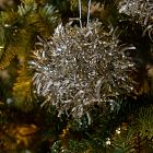 Vintage Silver Tinsel Ball Ornaments (Set of 4)