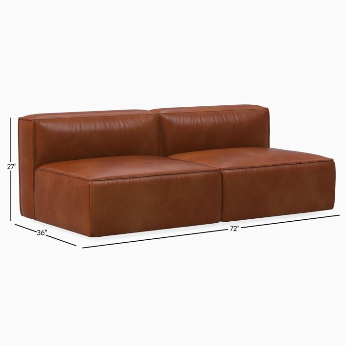 【値下げ○】ARMLESS SOFA Rest Remi Leather 2-Piece Armless Sofa (70