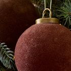 Large Flocked Ball Ornaments (Set of 4) - Warm Tones