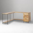 Industrial Solid Wood Modular L-Shaped Desk (64") &amp; File Cabinet