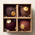 Large Flocked Ball Ornaments (Set of 4) - Warm Tones