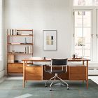 Mid-Century Executive Desk (74") &amp; Wide Tower Bookshelf Set