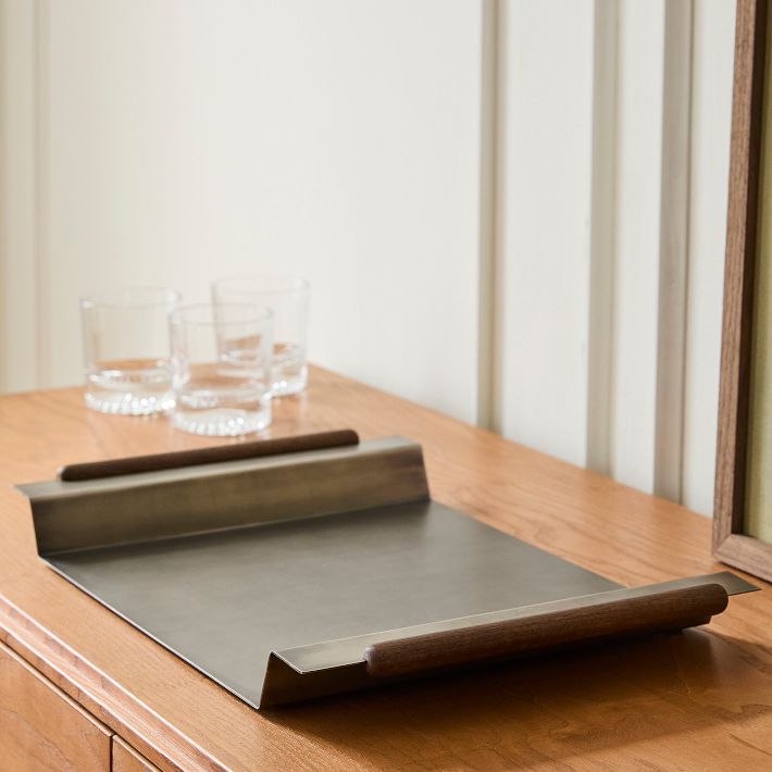 Pierce & Ward Metal Tray Antique Silver | West Elm