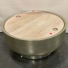 Open Box: Drum Storage Coffee Table (32") - Cerused White/Champagne Bronze