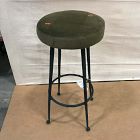 Open Box: Pierce &amp; Ward Metal Bar Stool (30") - Deluxe Velvet Juniper, Verdigris Metal