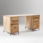 Industrial Solid Wood Modular Desk w/ 2 File Cabinets (64")