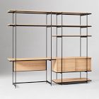 Pierce Wall Desk w/ Narrow Storage Bookshelf (92"&ndash;134")