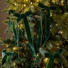 Green Velvet Clip-On Bow Ornaments (Set of 6)