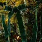 Green Velvet Clip-On Bow Ornaments (Set of 6)