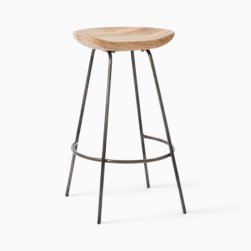 Alden Counter Stool - Mango Wood, Natural Mango, Steel