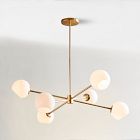 Staggered Glass 6-Light Chandelier (37") - Milk