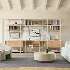 Pierce Wall Desk w/ Narrow Storage Bookshelf (92"&ndash;134")