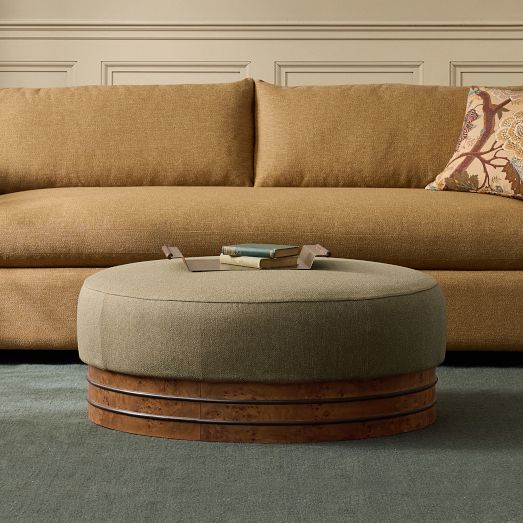 Pierce & Ward Round Upholstered Ottoman by West Elm