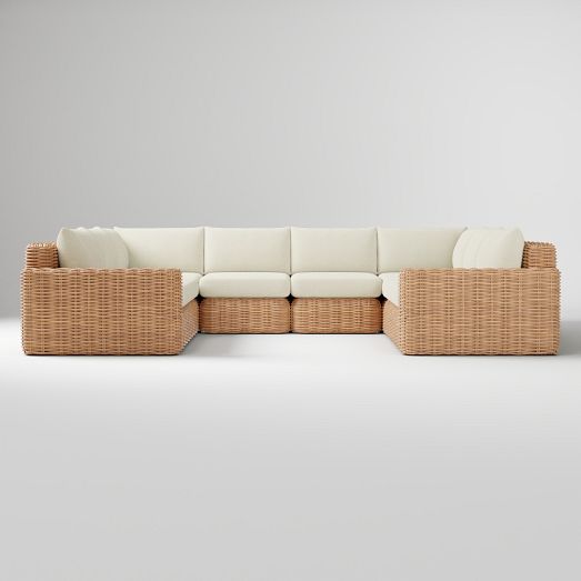 Westport Wicker Outdoor 6-Piece U-Shaped Sectional Cushion Covers