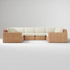 Westport Outdoor 6-Piece U-Shaped Cushion Cover Sectional, Crosshatch Weave Alabaster