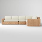 Westport Outdoor 4-Piece L-Shaped Cushion Cover Sectional, Crosshatch Weave Alabaster