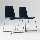 Open Box: Slope Dining Chair, Set of 2 - Performance Distressed Velvet Ink Blue, Charcoal