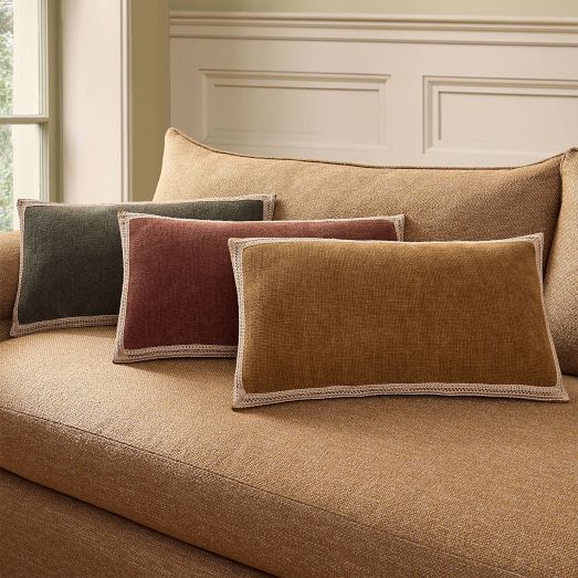 Pierce & Ward Chenille Bordered Lumbar Pillow Cover by West Elm