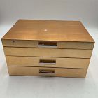 Open Box: Mid-Century Champagne Lacquer Jewelry Box, Grand (7.25"H)